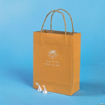 Personalized Silver Print Champagne Wedding Craft Gift Bags