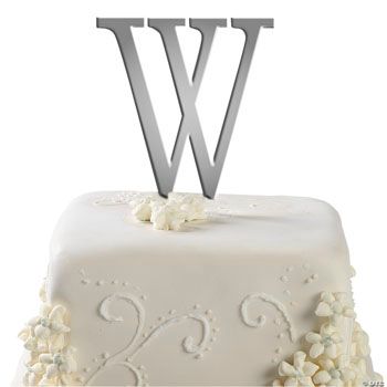 Wedding Cake Letter Toppers on Large Silver    W    Monogram Letter Cake Topper  Cake Decorating