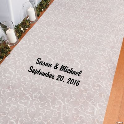 Personalized Two Hearts Print Wedding Aisle Runner