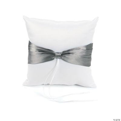 Satin Wedding Ring Pillow With Silver Bow Accent