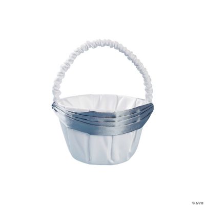 Satin Wedding Basket With Silver Bow
