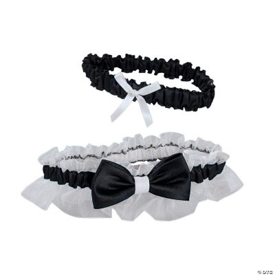 Black Satin Garter With Bow Set