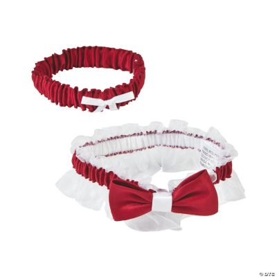 Red Satin Garter With Bow Set