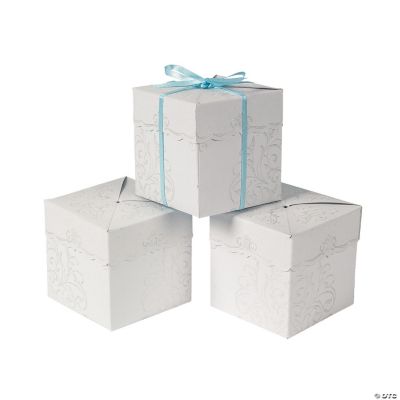 White Pearlized Embossed Favor Boxes