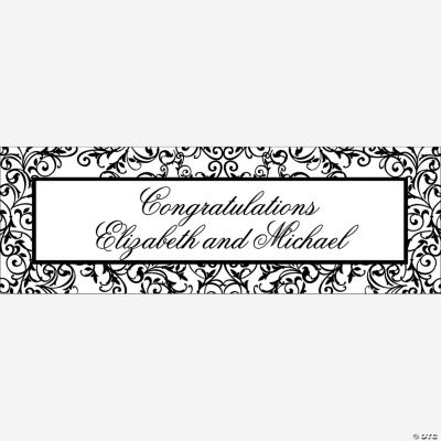 Personalized Black And White Wedding Banner - Large