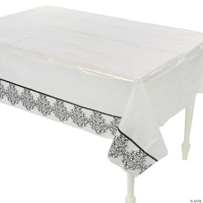 Black & White Wedding Plastic Tablecloth