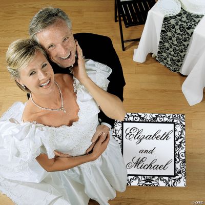 Personalized Black And White Wedding Floor Cling