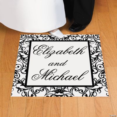 Personalized Black & White Wedding Floor Cling