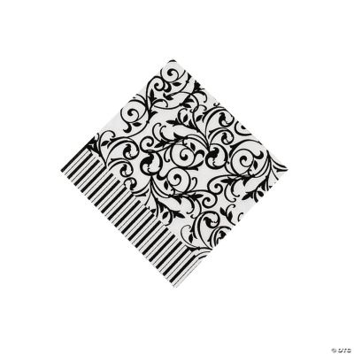 Black & White Wedding Beverage Napkins
