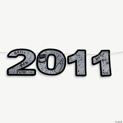 “2011” Black And Silver Glitter Banner