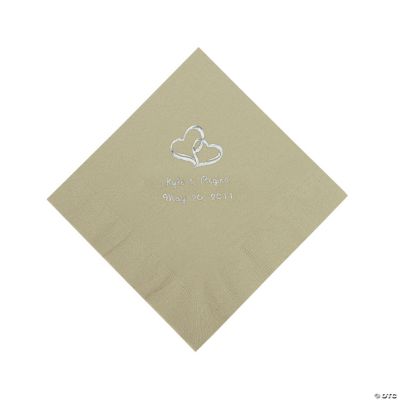 Personalized Two Hearts Luncheon Napkins - Sage Green
