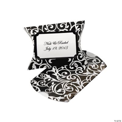 Personalized Black & White Favor Pillow Boxes