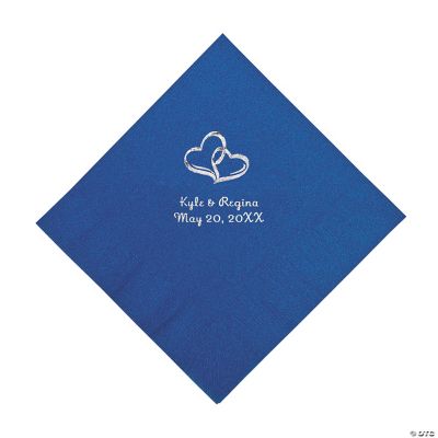 Personalized Two Hearts Luncheon Napkins - Blue