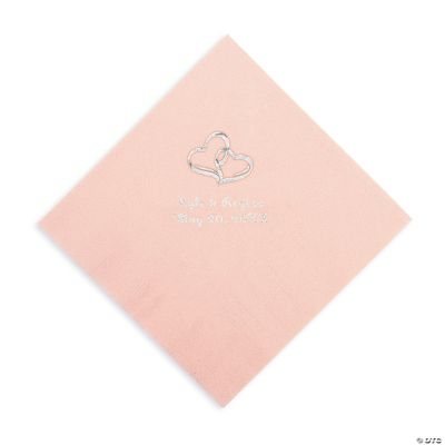 Personalized Two Hearts Luncheon Napkins - Pink
