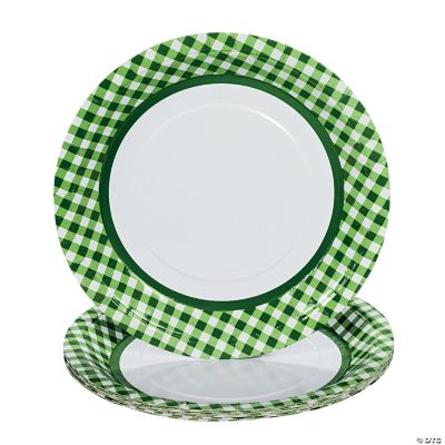 Green Gingham Dinner Plates