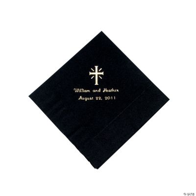 Personalized Cross Black Luncheon Napkins