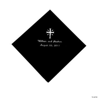 Personalized Cross Black Luncheon Napkins