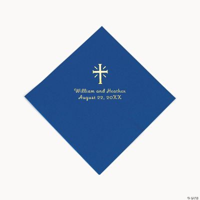 Personalized Cross Blue Luncheon Napkins