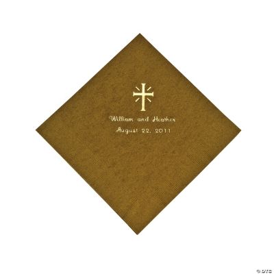 Personalized Cross Gold Luncheon Napkins