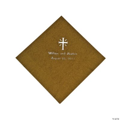 Personalized Cross Gold Luncheon Napkins