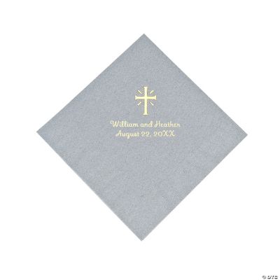 Personalized Cross Silver Luncheon Napkins