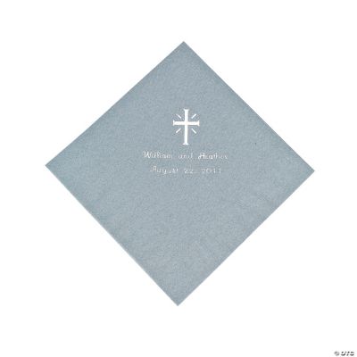 Personalized Cross Silver Luncheon Napkins