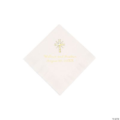Personalized Cross White Beverage Napkins