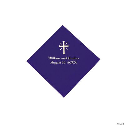 Personalized Cross Purple Beverage Napkins