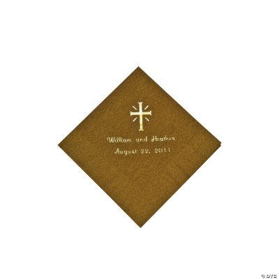 Personalized Cross Gold Beverage Napkins