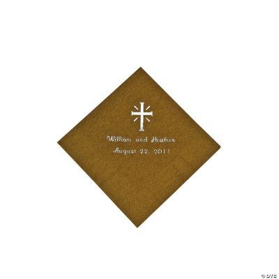 Personalized Cross Gold Beverage Napkins