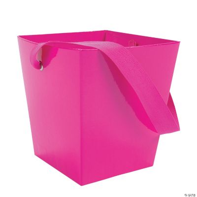 Hot Pink Buckets With Ribbon Handle