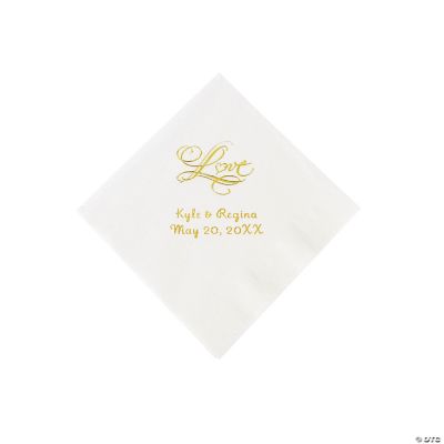 Personalized “Love” Beverage Napkins - White