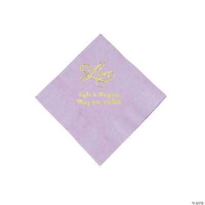 Personalized “Love” Beverage Napkins - Lilac