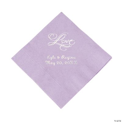 Personalized “Love” Beverage Napkins - Lilac