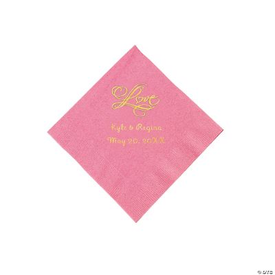 Personalized “Love” Beverage Napkins - Candy Pink