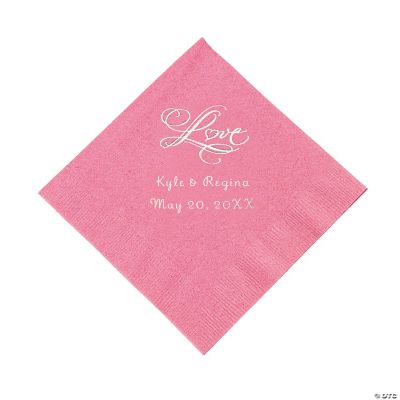 Personalized “Love” Beverage Napkins - Candy Pink