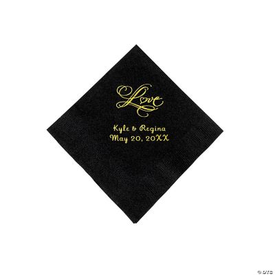 Personalized “Love” Beverage Napkins - Black