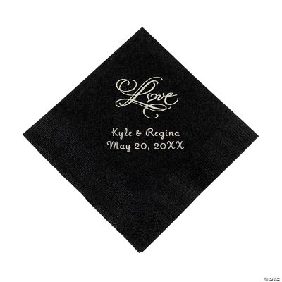 Personalized “Love” Beverage Napkins - Black