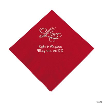 Personalized “Love” Beverage Napkins - Red