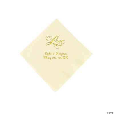 Personalized “Love” Beverage Napkins - Ivory