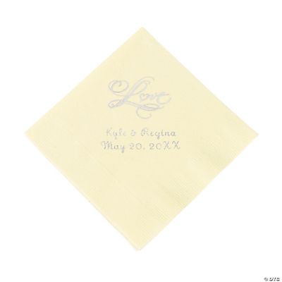 Personalized “Love” Beverage Napkins - Ivory