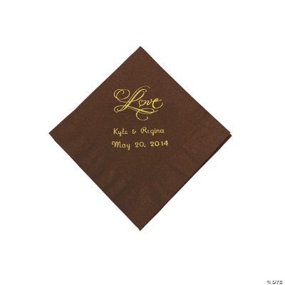 Personalized “Love” Beverage Napkins - Chocolate