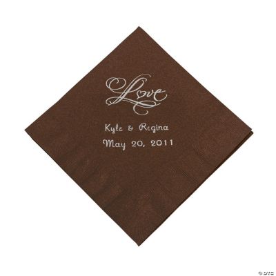 Personalized “Love” Beverage Napkins - Chocolate