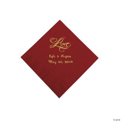 Personalized “Love” Beverage Napkins - Burgundy