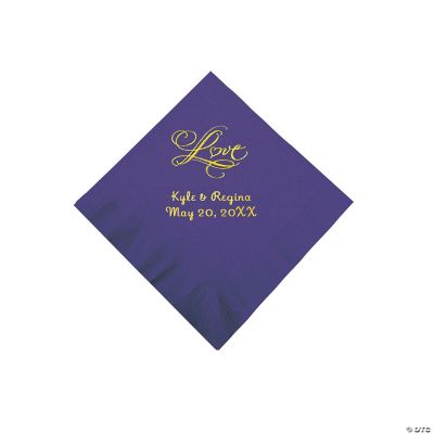 Personalized “Love” Beverage Napkins - Purple