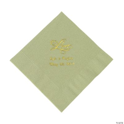 Personalized “Love” Luncheon Napkins - Sage Green