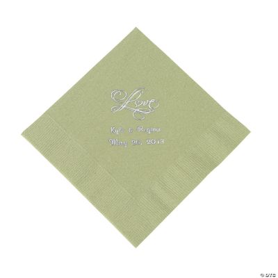 Personalized “Love” Luncheon Napkins - Sage Green