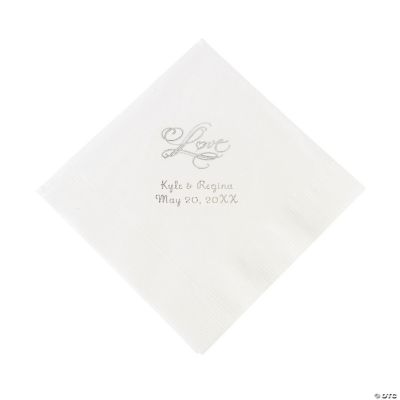 Personalized “Love” Luncheon Napkins - White