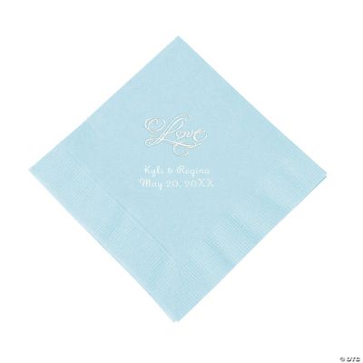 Personalized “Love” Luncheon Napkins - Light Blue