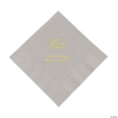 Personalized “Love” Luncheon Napkins - Silver